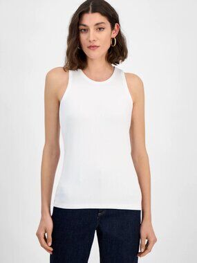 INC White Ribbed Racerback Tank